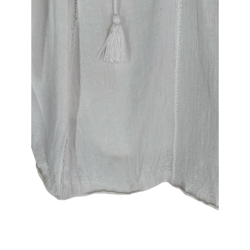 DOEN Source Embroidered Top XS / S Salt White Ivory Blouse Tassel Long Sleeve - Picture 8 of 10